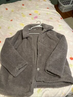 Cozy  Gray Faux-Sherpa Jacket